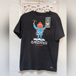 NWT Life Is Good Gadzooks Yukon Cornelius Crusher Tee black mens small outdoor